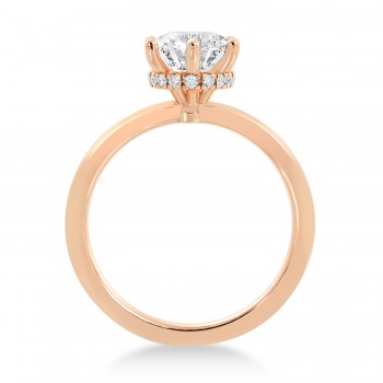 Lab Grown Diamond Hidden Halo 6 Prong Engagement Ring 14k Rose Gold (0.08ct)