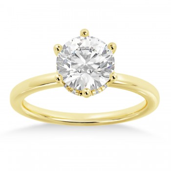 Lab Grown Diamond Hidden Halo 6 Prong Engagement Ring 18k Yellow Gold (0.08ct)