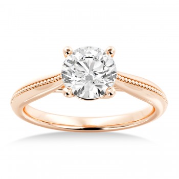 Milgrain Trellis Solitaire Engagement Ring 14k Rose Gold