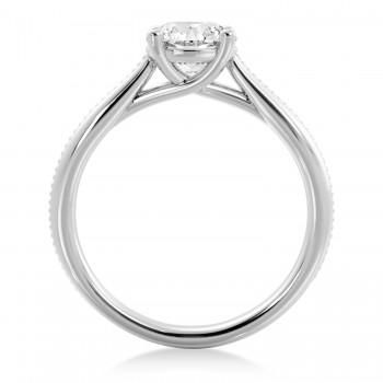 Milgrain Trellis Solitaire Engagement Ring 14k White Gold