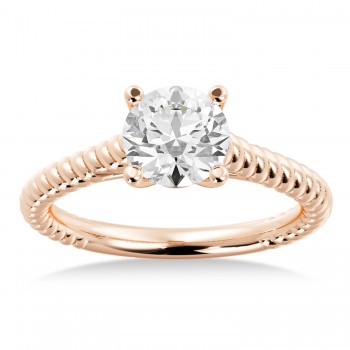 Twisted Rope Solitaire Engagement Ring 14k Rose Gold