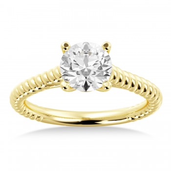 Twisted Rope Solitaire Engagement Ring 14k Yellow Gold