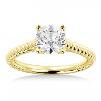 Twisted Rope Solitaire Engagement Ring 14k Yellow Gold