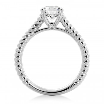 Twisted Rope Solitaire Engagement Ring 18k White Gold