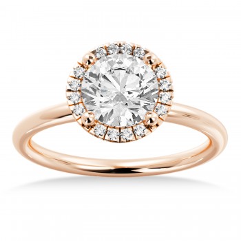 Lab Grown Diamond  Halo Engagement Ring 14k Rose Gold (0.08ct)