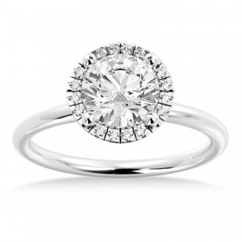 Lab Grown Diamond  Halo Engagement Ring 14k White Gold (0.08ct)