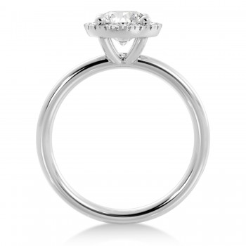 Lab Grown Diamond  Halo Engagement Ring 14k White Gold (0.08ct)