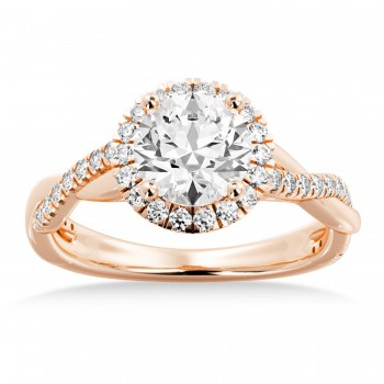 Twisted Diamond Halo Engagement Ring 14k Rose Gold (0.31ct)