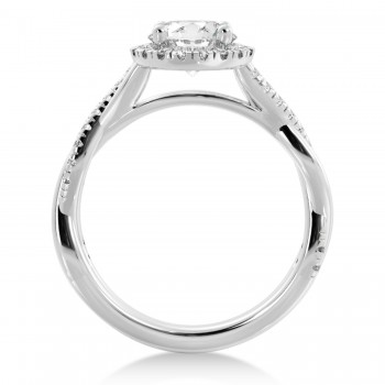 Twisted Diamond Halo Engagement Ring 18k White Gold (0.31ct)