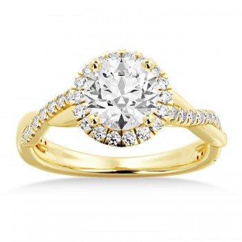 Twisted Diamond Halo Engagement Ring 18k Yellow Gold (0.31ct)
