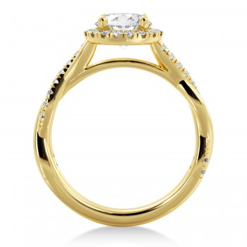 Twisted Diamond Halo Engagement Ring 18k Yellow Gold (0.31ct)