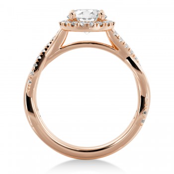 Twisted Lab Diamond Halo Engagement Ring 14k Rose Gold (0.31ct)