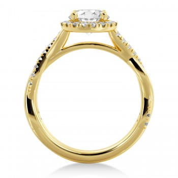 Twisted Lab Diamond Halo Engagement Ring 18k Yellow Gold (0.31ct)