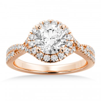 Twisted Diamond Halo Engagement Ring 14k Rose Gold (0.47ct)