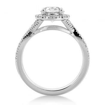 Twisted Diamond Halo Engagement Ring 14k White Gold (0.47ct)
