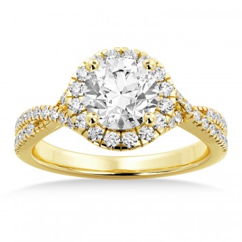 Twisted Diamond Halo Engagement Ring 14k Yellow Gold (0.47ct)