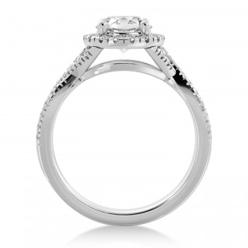 Twisted lab Diamond Halo Engagement Ring 14k White Gold (0.47ct)