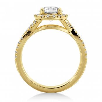 Twisted lab Diamond Halo Engagement Ring 18k Yellow Gold (0.47ct)