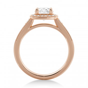 Antique Style Diamond Halo Engagement Ring 14k Rose Gold (0.24ct)