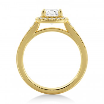 Antique Style Diamond Halo Engagement Ring 14k Yellow Gold (0.24ct)
