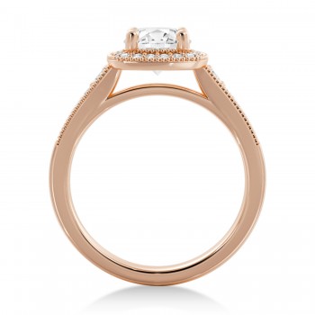 Antique Style Lab Diamond Halo Engagement Ring 14k Rose Gold (0.24ct)