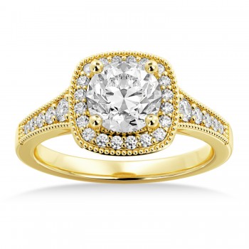 Antique Style Lab Diamond Halo Engagement Ring 14k Yellow Gold (0.24ct)