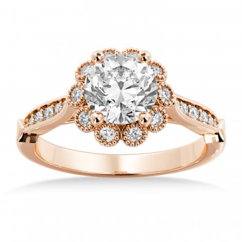 Tulip Diamond Halo Engagement Ring 14k Rose Gold (0.23ct)