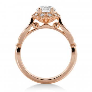 Tulip Diamond Halo Engagement Ring 14k Rose Gold (0.23ct)