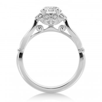 Tulip Diamond Halo Engagement Ring 14k White Gold (0.23ct)