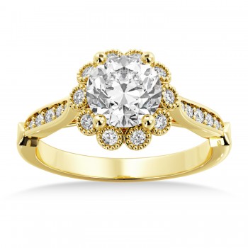 Tulip Diamond Halo Engagement Ring 14k Yellow Gold (0.23ct)