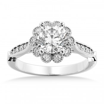 Tulip Diamond Halo Engagement Ring 18k White Gold (0.23ct)