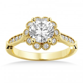 Tulip Diamond Halo Engagement Ring 18k Yellow Gold (0.23ct)