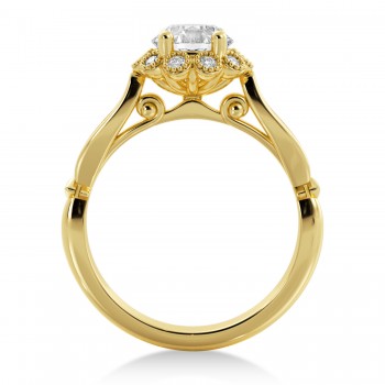 Tulip Diamond Halo Engagement Ring 18k Yellow Gold (0.23ct)