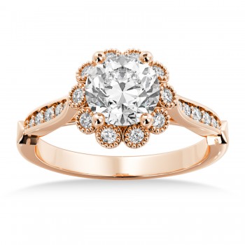 Tulip Lab Grown Diamond Halo Engagement Ring 14k Rose Gold (0.23ct)