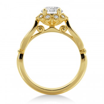 Tulip Lab Grown Diamond Halo Engagement Ring 14k Yellow Gold (0.23ct)