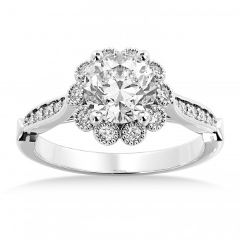 Tulip Lab Grown Diamond Halo Engagement Ring Platinum (0.23ct)
