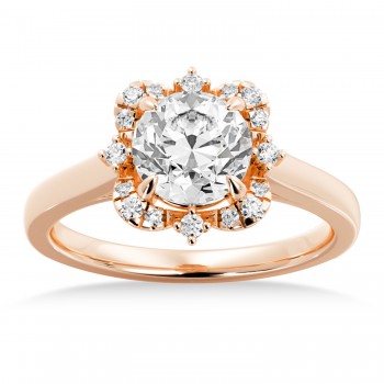 Reina Diamond Halo Engagement Ring 14k Rose Gold (0.11ct)