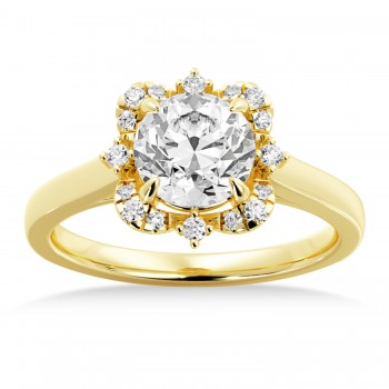 Reina Diamond Halo Engagement Ring 18k Yellow Gold (0.11ct)