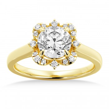 Lab Grown Reina Diamond Halo Engagement Ring 14k Yellow Gold (0.11ct)