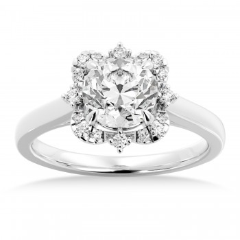 Lab Grown Reina Diamond Halo Engagement Ring 18k White Gold (0.11ct)