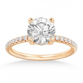Diamond Hidden Halo Pave' Engagement Ring 14k Rose Gold (0.26ct)