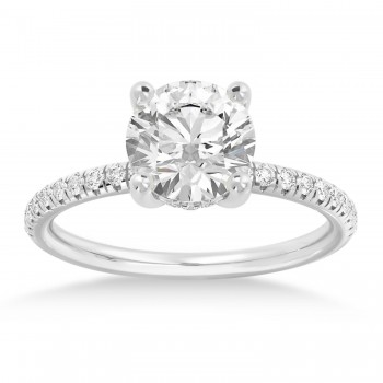 Diamond Hidden Halo Pave' Engagement Ring 14k White Gold (0.26ct)