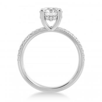 Diamond Hidden Halo Pave' Engagement Ring 18k White Gold (0.26ct)