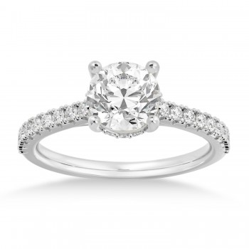 Diamond Hidden Halo CathedralEngagement Ring 14k White Gold (0.30ct)