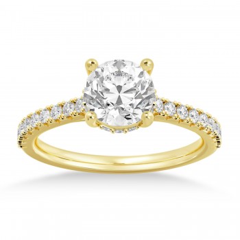 Lab Grown Diamond Hidden Halo CathedralEngagement Ring 14k Yellow Gold (0.30ct)