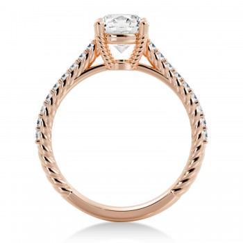 Rope Diamond Accented Engagement Ring 14k Rose Gold (0.23ct)