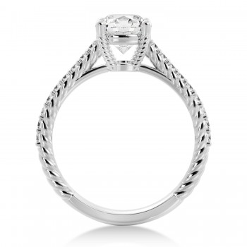 Rope Diamond Accented Engagement Ring 14k White Gold (0.23ct)