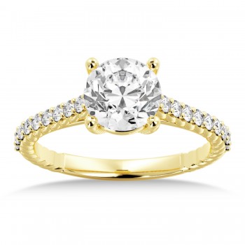 Rope Diamond Accented Engagement Ring 14k Yellow Gold (0.23ct)