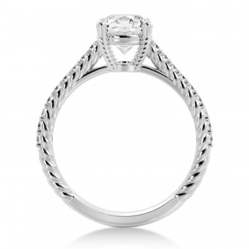Rope Diamond Accented Engagement Ring 18k White Gold (0.23ct)