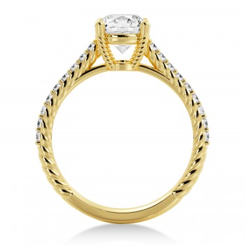 Rope Diamond Accented Engagement Ring 18k Yellow Gold (0.23ct)